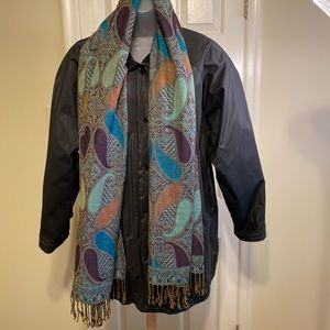 Lovely long wrap or long scarf in deep color paisley pattern